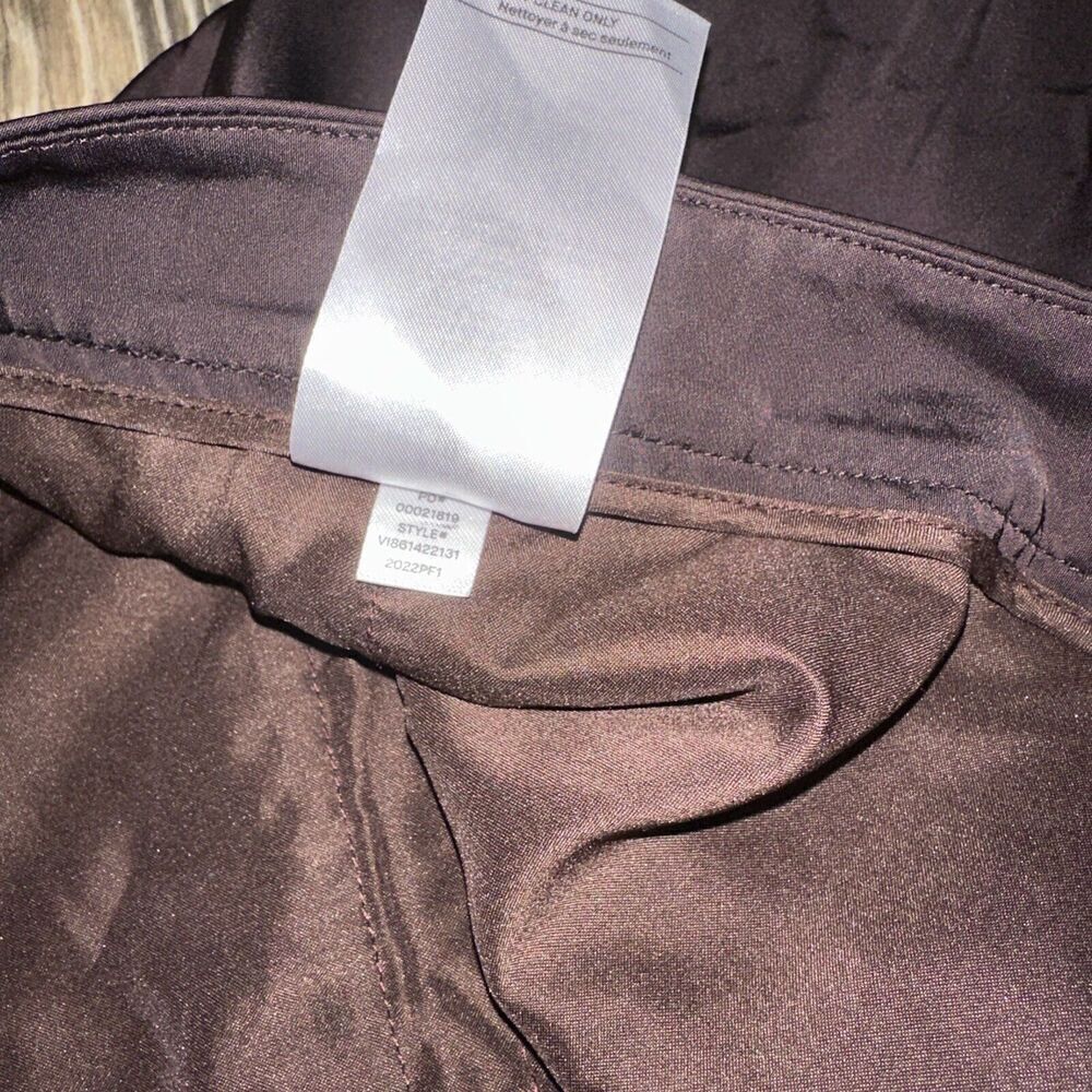 Vince Brown Satin Pleat Front Wide Leg Trousers. Size 18. NWOT. P - Picture 6 of 11